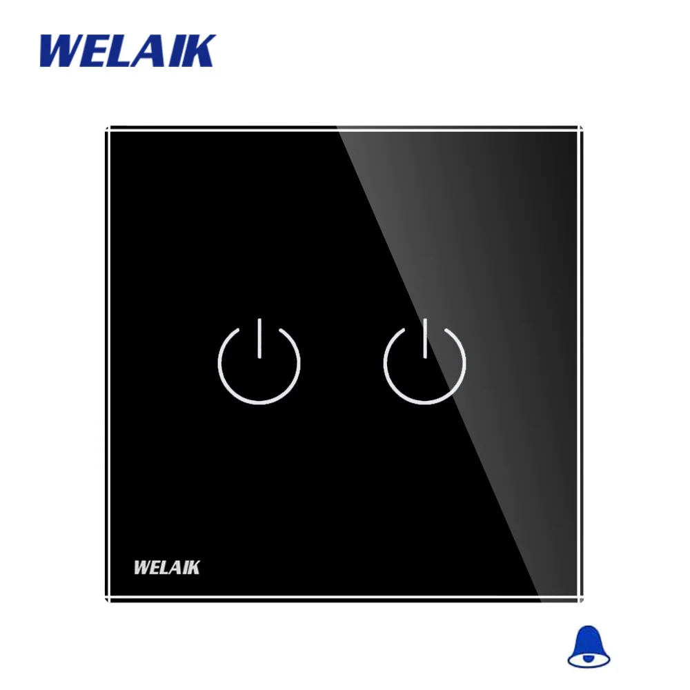 WELAIK Кристалл-стеклянная панель-переключатель настенный выключатель ЕС дверной звонок сенсорный выключатель светильник-переключатель 2ганг-1way AC250V A1921MLCW