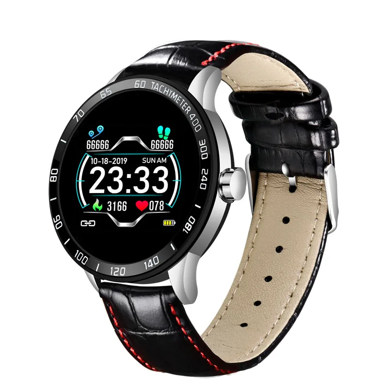 Смарт-часы для мужчин IP67 Водонепроницаемый фитнес-трекер сердечный ритм кровяное давление монитор Шагомер для Android ios спортивные умные часы - Цвет: leather Silver