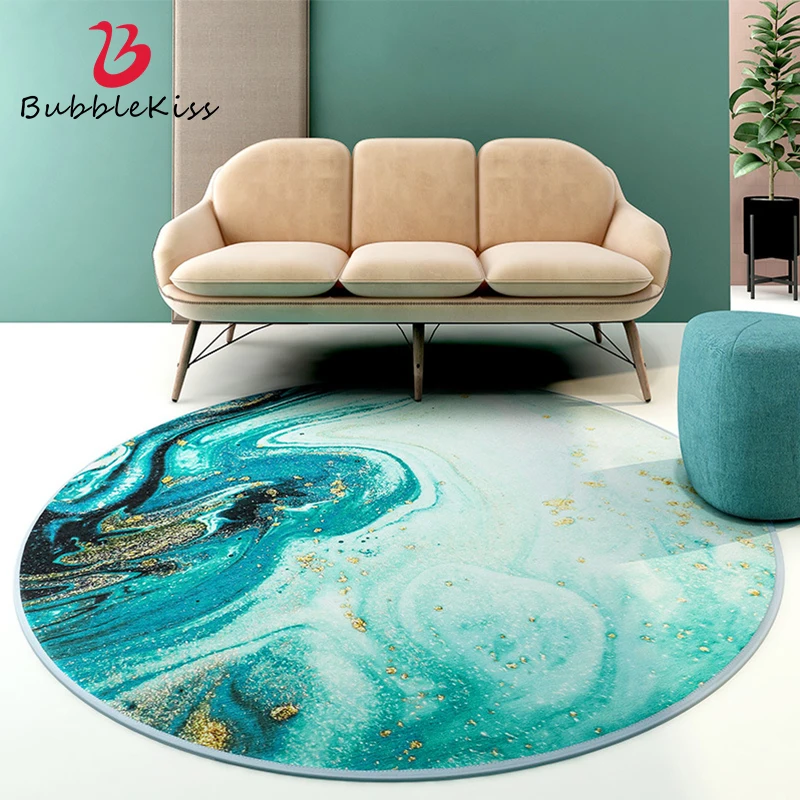 Nordic Abstract Round Carpets For Home Living Room Green Glod Area Rugs For Bedroom Decor Soft Chenille Floor Mat Sale At A Loss 1
