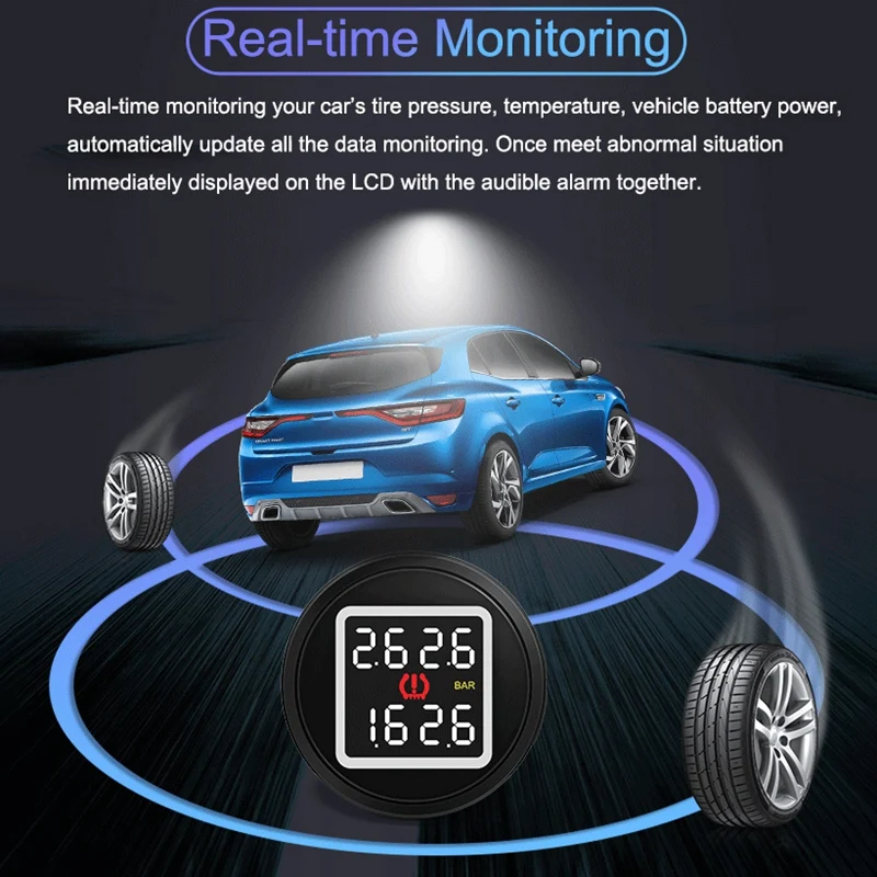 Новая D580C-TL система контроля давления в шинах TPMS и температуры с USB разъемом 4 внешних датчика