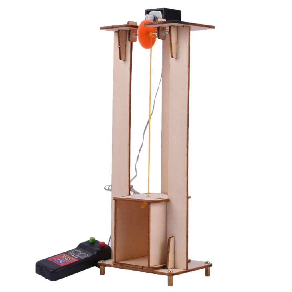 Children Self-Assemble Handmade Electric Lift Machine Scientific Experimental Model Toys for Kids Operation Ability Gift