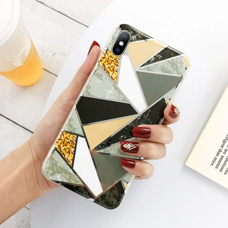 AC8050 Lovebay чехлы для телефонов с геометрическим мрамором и текстурой для iPhone 11 X XR XS Max 11 Pro Max мягкие чехлы imd чехол для iPhone 6 6S 7 8 Plus - Цвет: AC8050