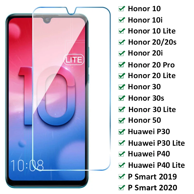 Закаленное стекло для Huawei P Smart 2019 P30 P40 Lite Защита экрана Honor 10i 20 Pro 30 20i 20s | Мобильные