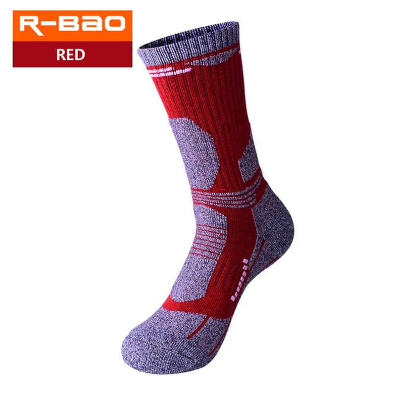 Red Хлопковые спортивные носки для активного отдыха, альпинизма, пешего туризма, Утепленные зимние носки для велоспорта, для мужчин и женщин, Для лыжной рыбалки, тренажерного зала, унисекс - Цвет: Red