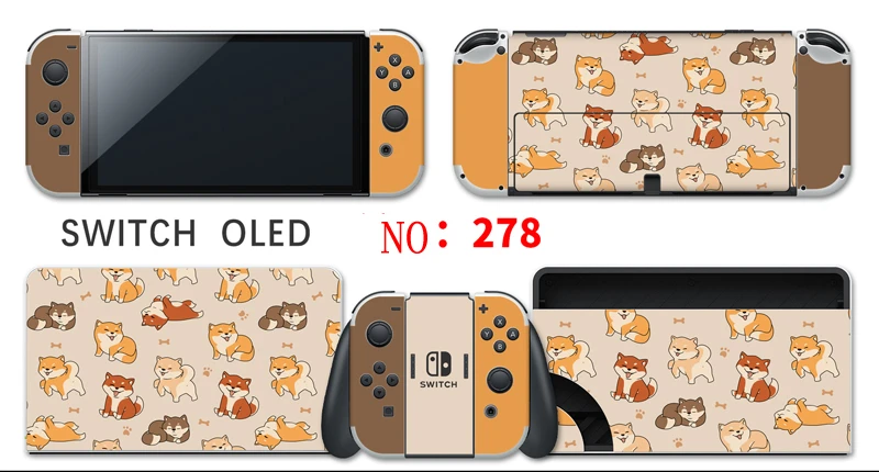 Vinyl Screen Skins Sticker Cute Dog Protector Stickers for Nintendo Switch OLED Console + Controller + Stand Sticker
