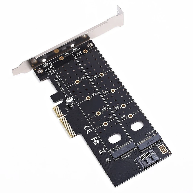 Двойной M.2 Адаптерная плата Pcie M2 Ssd Nvme (M) или Sata (ключ B) 22110 2280 2260 2242 2230 к Pci E 3 0X4 хост