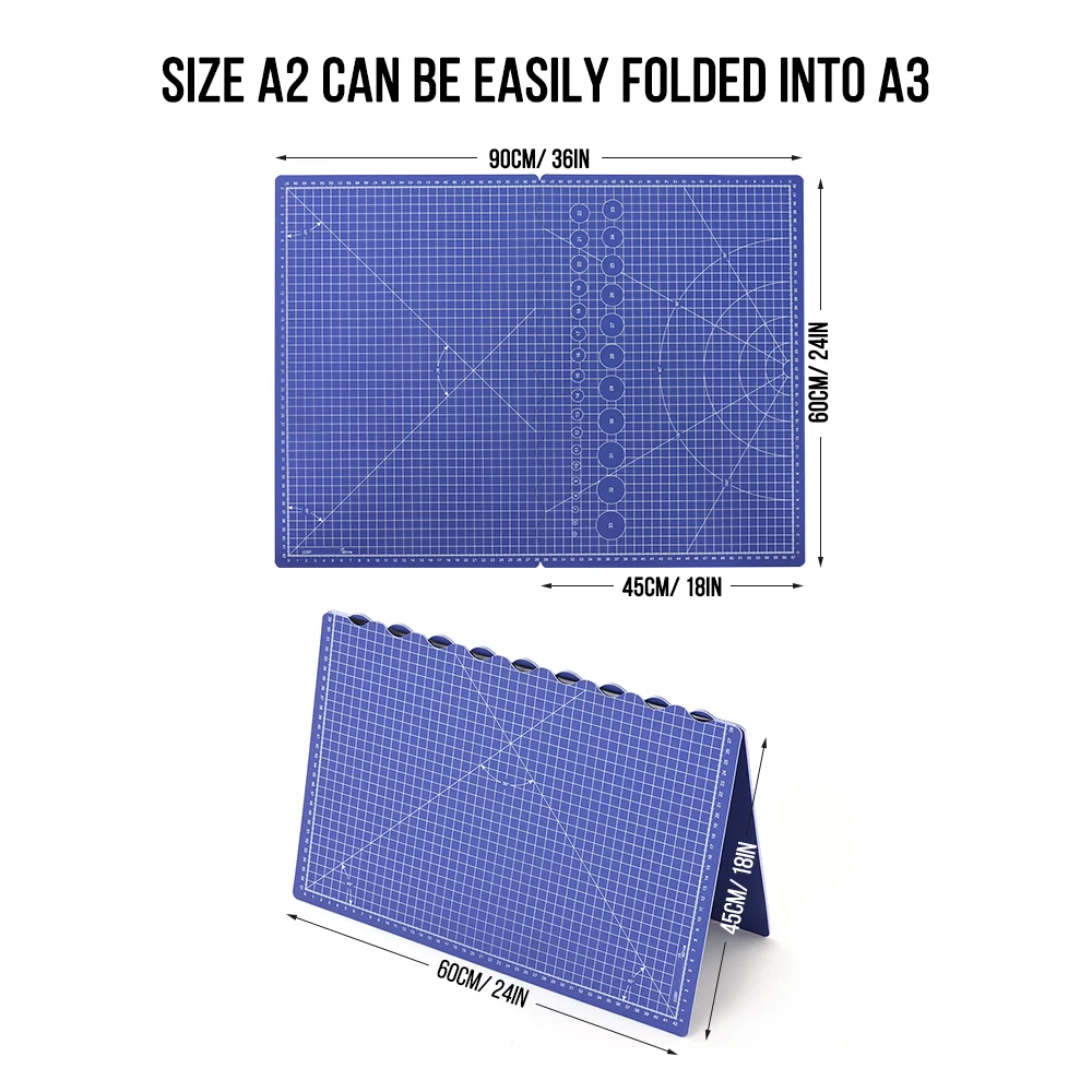 

Self Healing Rotary Cutting Mat Folding Cutting Mat from A2 to A3 for Sewing Quilting Cutting Craft