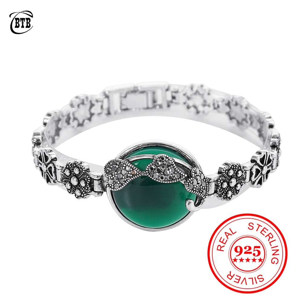 925 Серебряный Винтажный стиль турецкие браслеты зеленый красный черный круглый браслет из смолы и стразы для женщин подарок на свадьбу