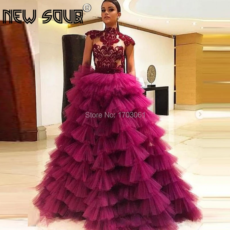 

Puffy Tiered Long Prom Dresses For Dubai Arabic 2019 Robe De Soiree Princess Chic Evening Dress Turkish Islamic Party Gown Aibye