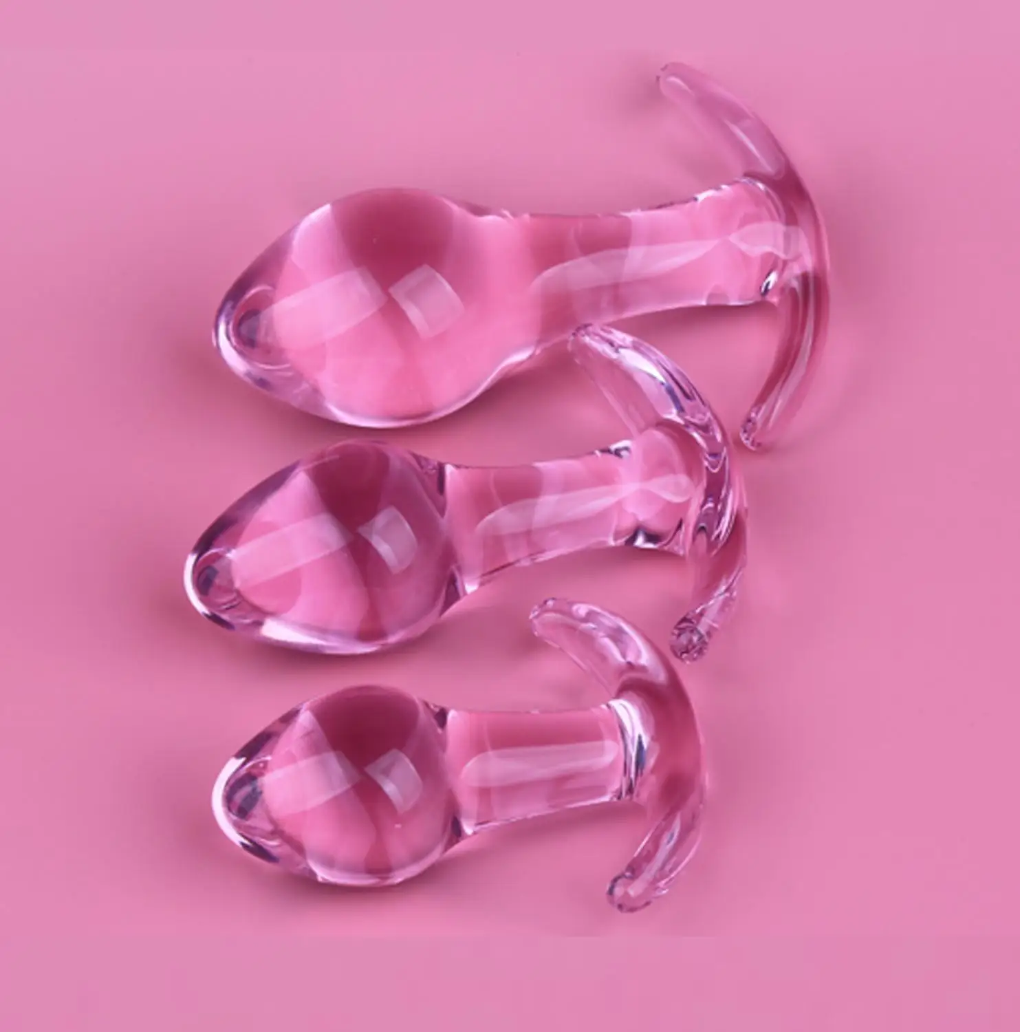 Pink Crystal Butt Plugs Set Pyrex Glass Anal Dildo Ball Bead Fake Penis Female Masturbation Sex Toy Kit For Adult Women Men Gay |