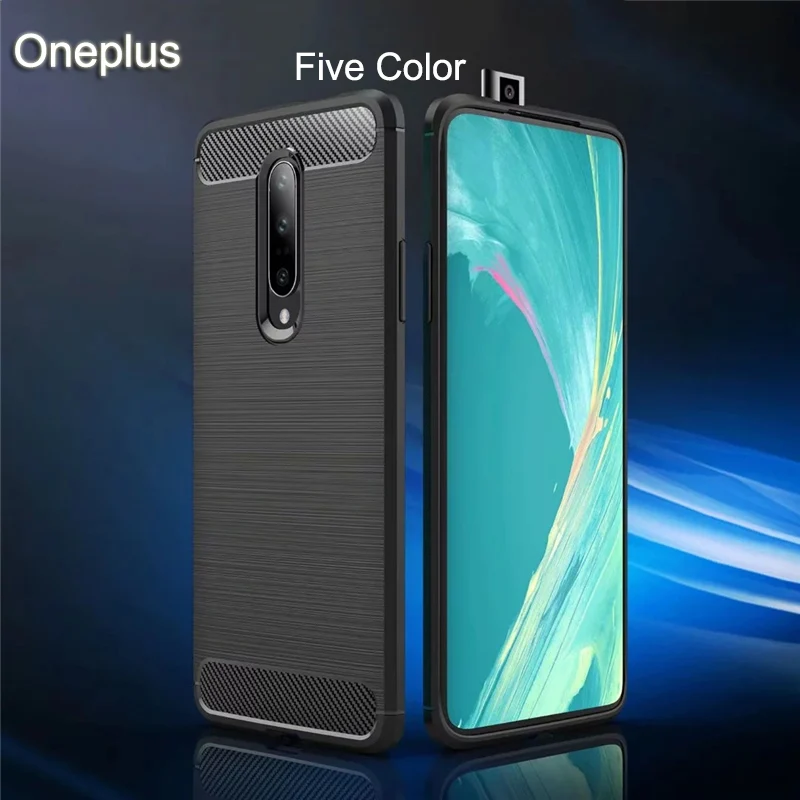 cheap Case For Oneplus 7 pro 6T Carbon Fiber Soft TPU Heavy ShockProof Cover Full Protector Case For Oneplus 6 5T 5 3T 3 Case Conque