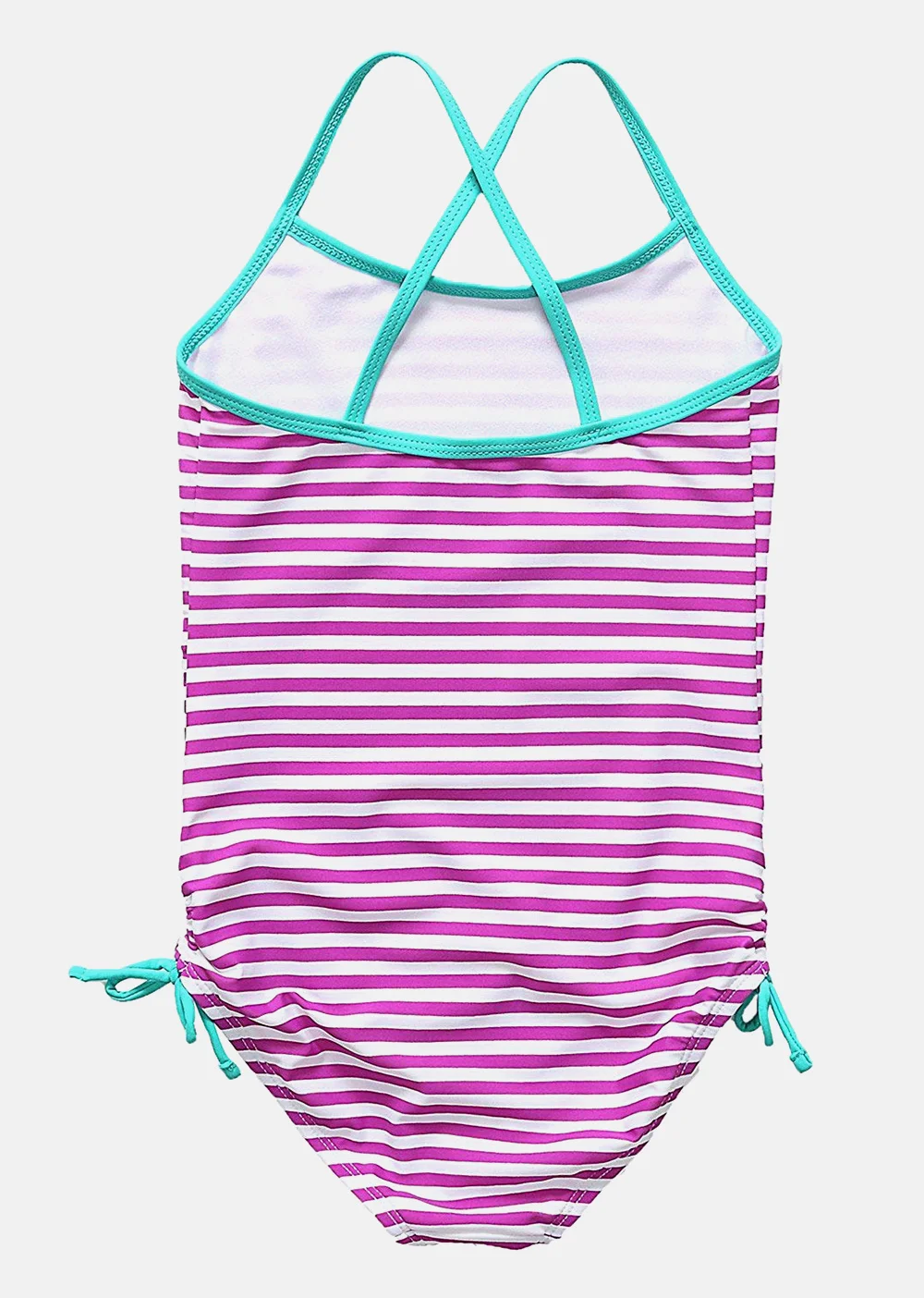Anfilia Girls' One-Piece Swimsuits Stripe Printed Swimwear Kids Side Tied Bikini Cute Beach Wear Children's One-piece Suits