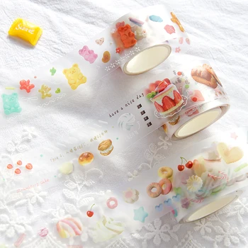 

Creative Sweet Time Transparent Food Decorative Adhesive Tape Girl Masking Washi Tape DIY Scrapbooking Sticker Label stationery