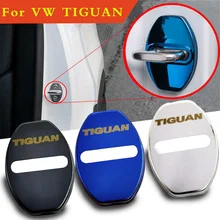 Flyj 4 pçs fechadura da porta do carro adesivo capa proteger fivela capa acessórios do carro interior para tiguan