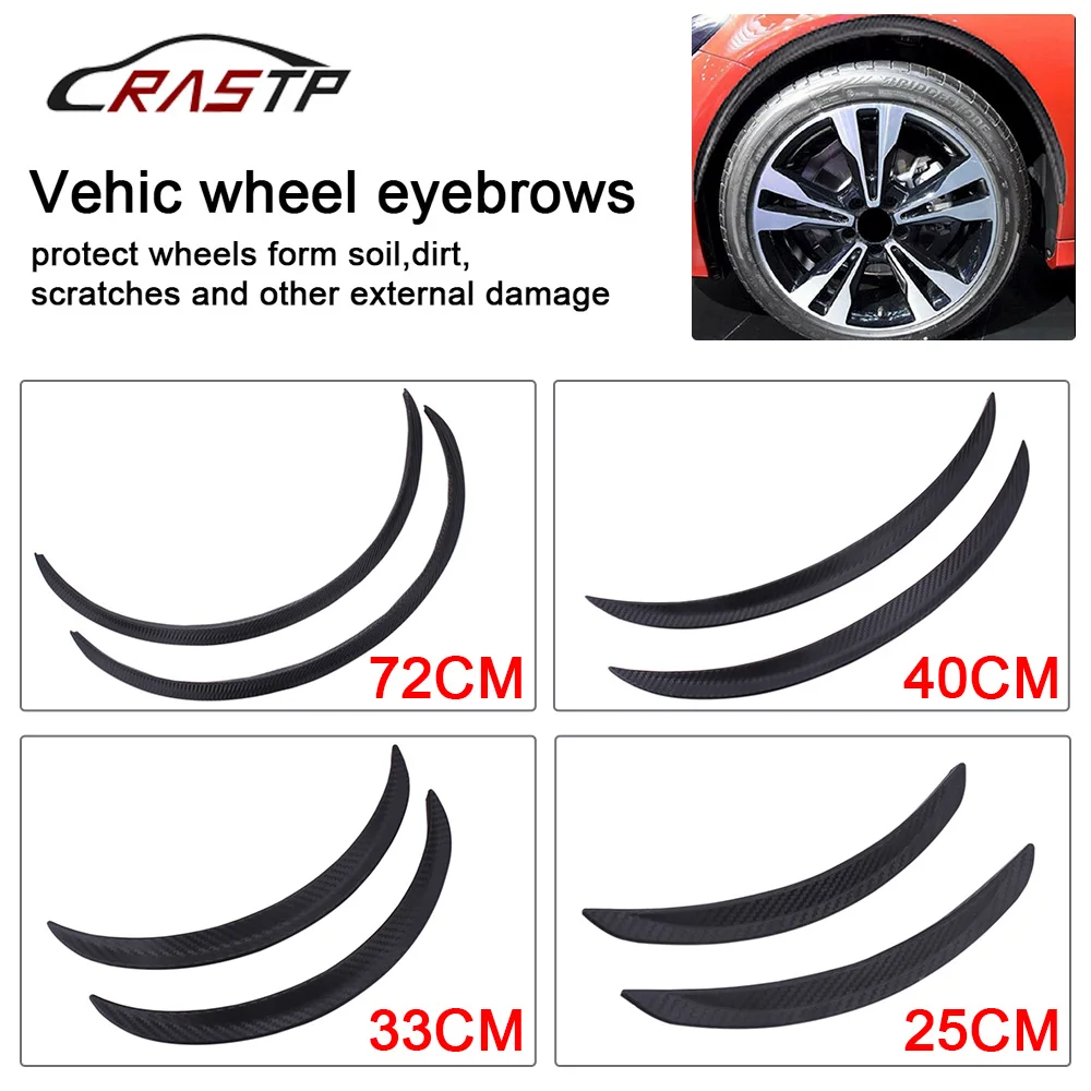 Black 2pcs Anti-Scratch Wheel Eyebrow Protector Sticker Soft Strip Wheel-arch