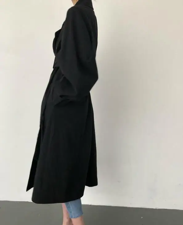 WHITNEY WANG Осенняя мода уличная Корея Стиль однотонные цветные ленты Длинный плащ Женская Классическая верхняя одежда