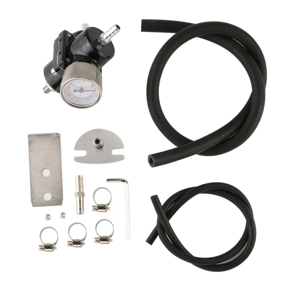 AN8 High Pressure Fuel Regulator Billet Aluminum Adjustable Fuel Pressure Regulator 30-75 PSI wiht Gauge Fuel Pressure Regulator