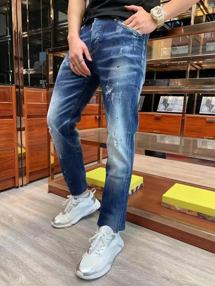 AH12263, модные мужские джинсы,, Подиумные, Роскошные, известный бренд, Европейский дизайн, вечерние, Стильная мужская одежда