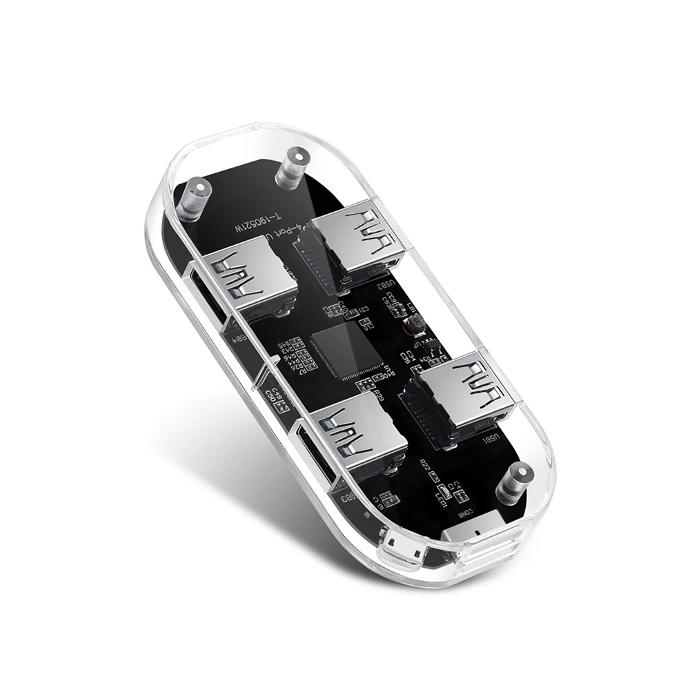 rectangle Прозрачный концентратор мульти 4 порта высокоскоростной USB3.0 сплиттер с микро USB интерфейс питания для ноутбука ПК планшет OTG адаптер - Цвет: rectangle