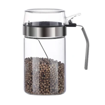 

Mini Clear Glass Spice Jar Container Set with Airtight Lids Spoon Kitchen Accessories FPing