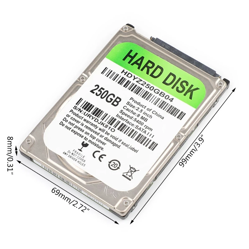 2.5 Inch HDD SATA USB Adapter Cable 80/120/160/250/320/500GB for PC Laptop Internal Mechanical Hard Drive Disk