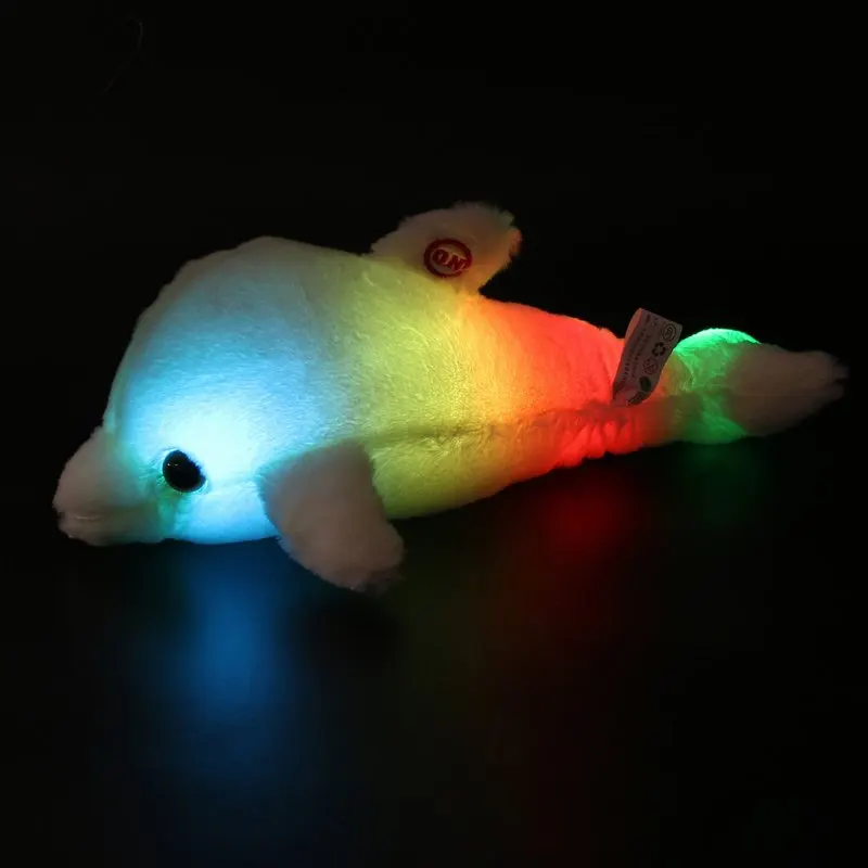 Golfinho de Pelúcia Bonito dos Desenhos Presente de Natal para Brinquedos das Crianças Brilhante Criatividade Colorido Enchido Animados Animais 30cm Led 11 animais presente de natal para brinquedos das crianças