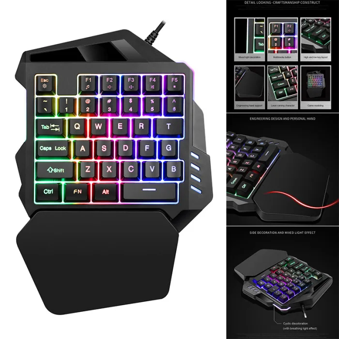Проводная Механическая мини-игровая клавиатура с одной рукой для видеоигр VDX99