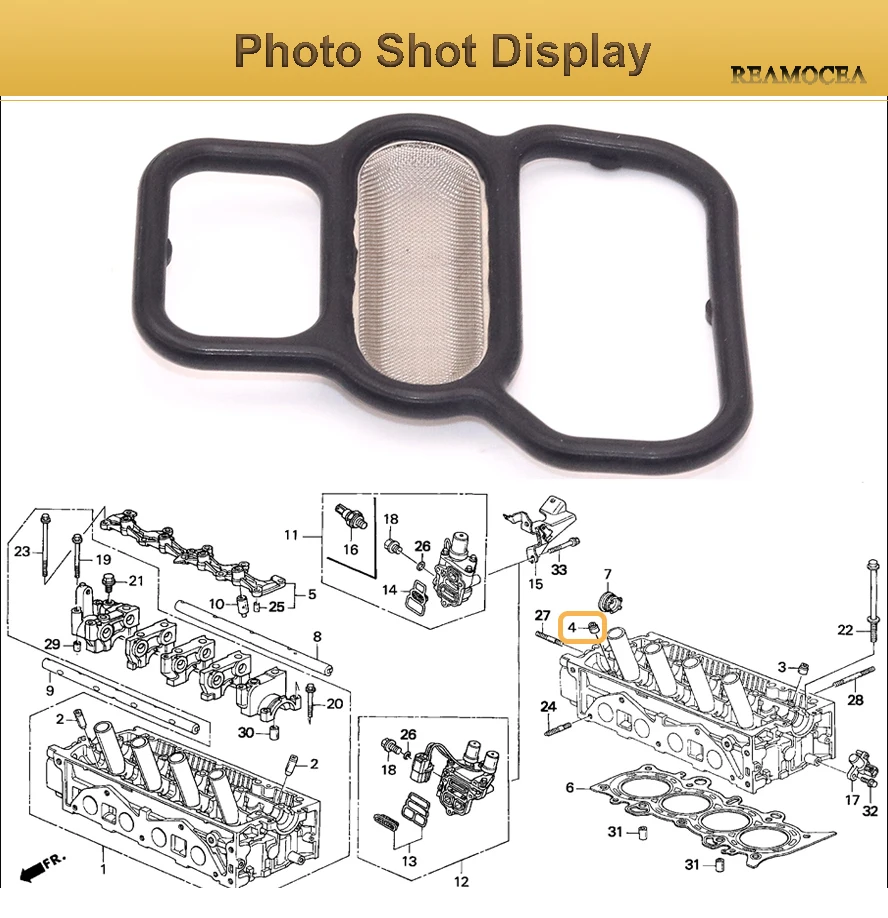 Reamocea 15825-P2M-005 VTEC Solenoid Gasket Spool Valve VTC Filter Screen Seal Fit For Honda Civic 1.7 V-TEC engines 1996 2005 (7)
