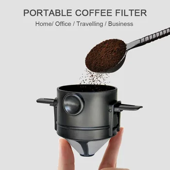 

New Portable Reusable Coffee Filter Stainless Steel Holder Espresso Tea Coffee Cup Dripper Filters Hanging Ear Style Cafe Tool