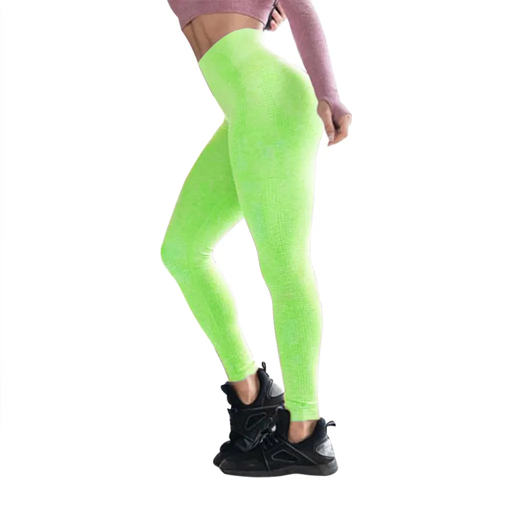 Green Женские леггинсы с принтом 13 цветов, не прозрачные леггинсы для занятий фитнесом, женские штаны для тренировок с эффектом пуш-ап# YL10 - Цвет: Green