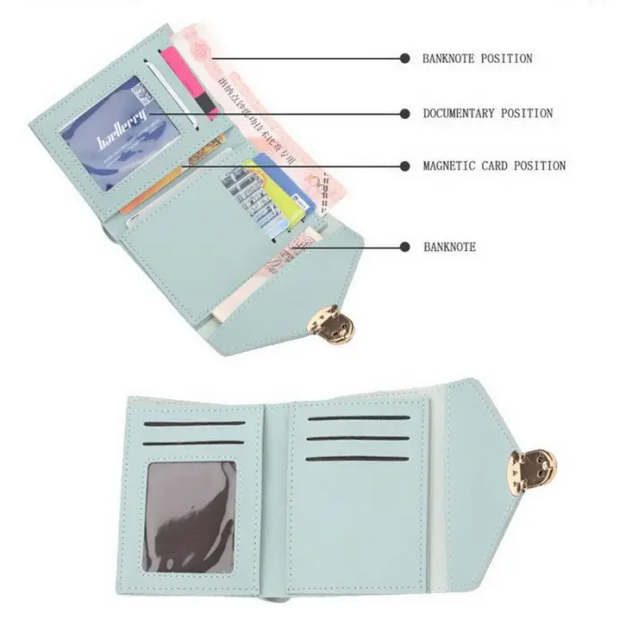 Хит, Женский кошелек из искусственной кожи с тремя сложениями, модный кредитный держатель для карт, короткий кошелек CUN 668