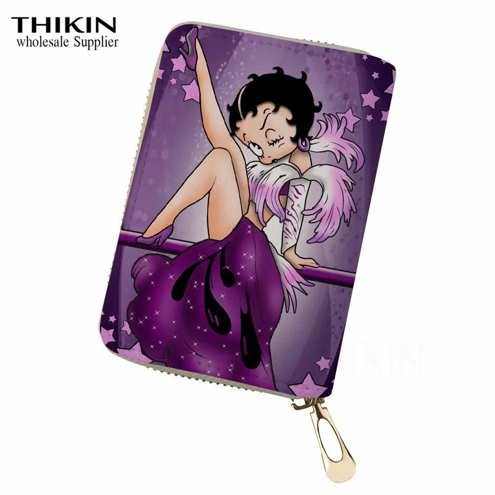 THIKIN горячая Распродажа Betty Boop держатель для карт для пластиковых карт Женская Обложка для паспорта студенческий ID Чехол женский кожаный держатель для паспорта - Цвет: as picture