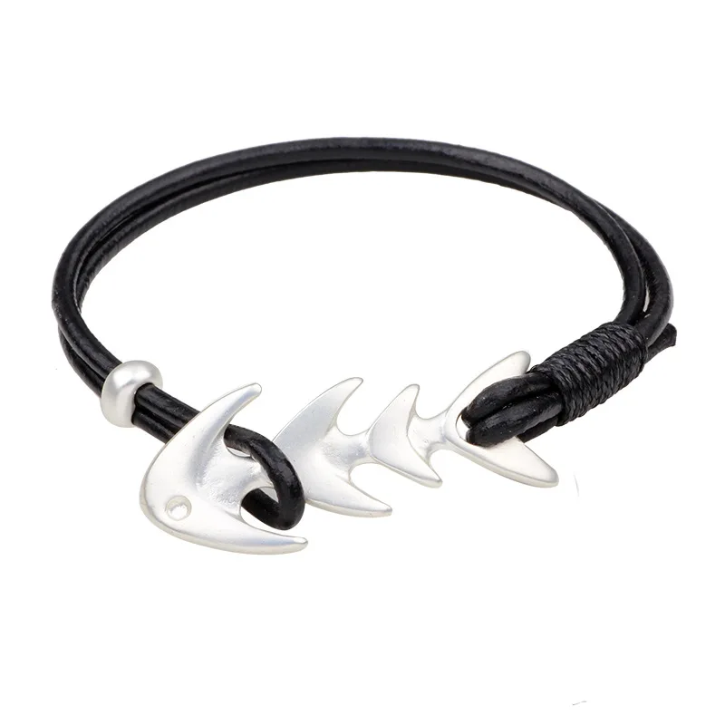 Темно синий стиль браслет в виде рыбной кости Индивидуальность Мода простой