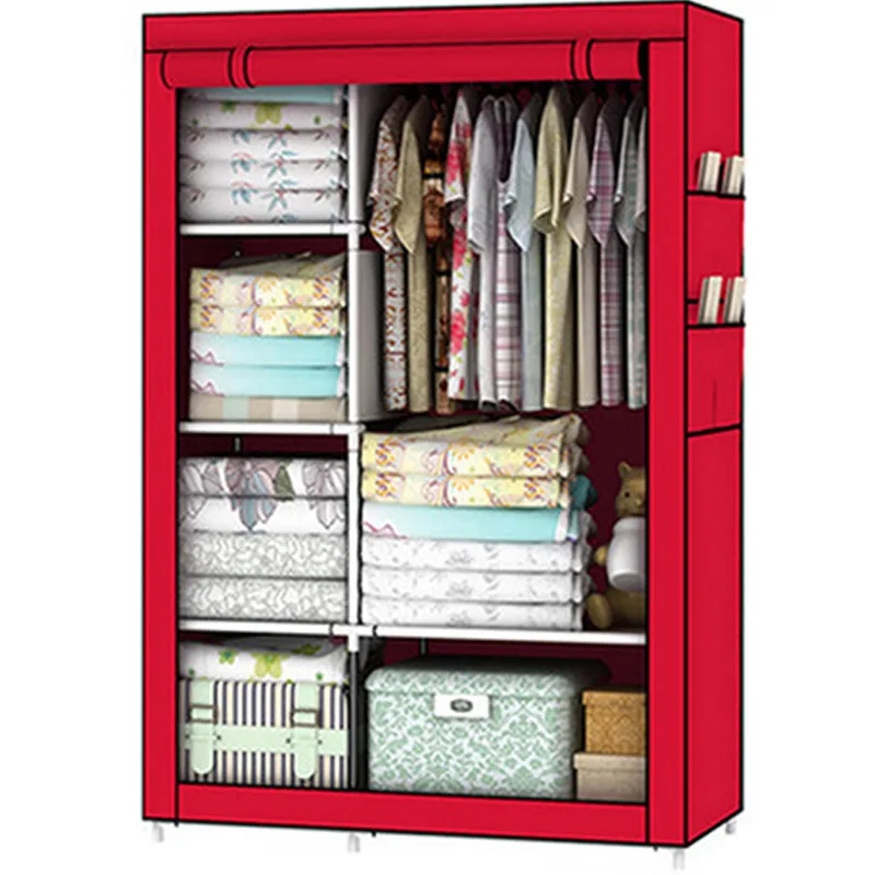 

Simple Wardrobe Cloth Wardrobe Steel Tube Rough Reinforced Minimalist Modern Folding Wardrobe Students Assembly Shelf Storage