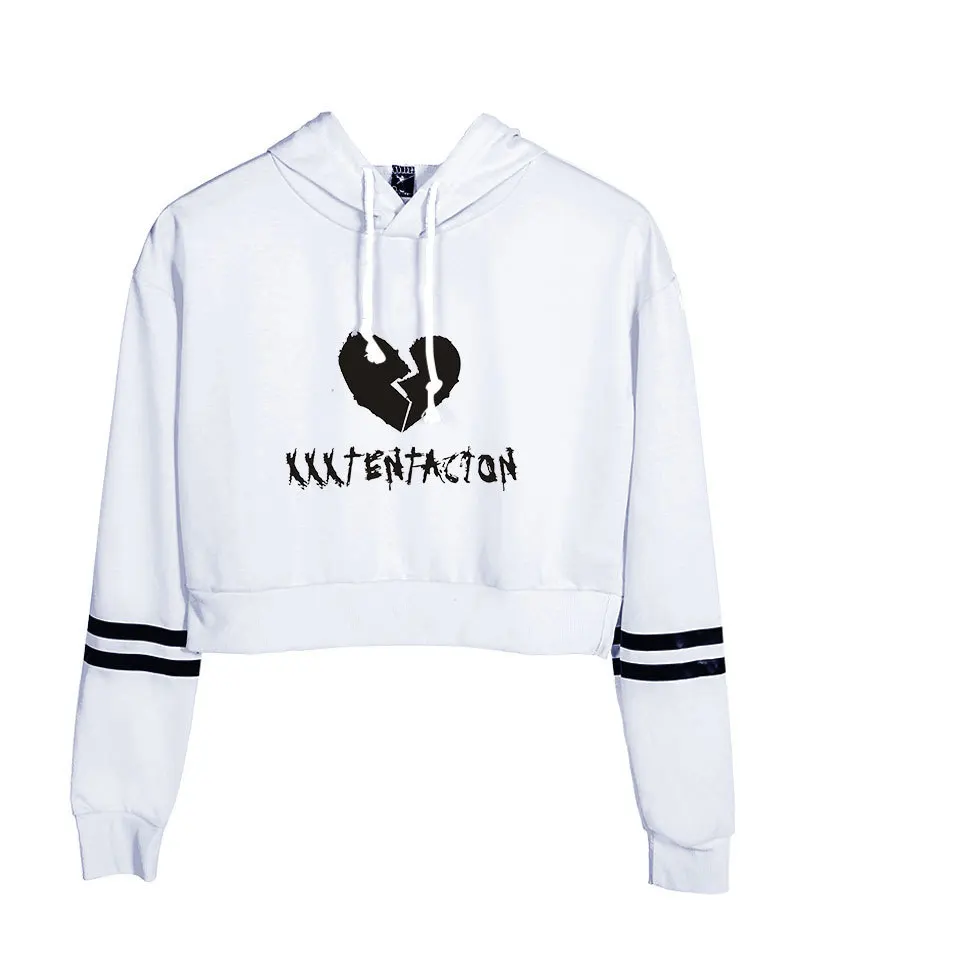 Повседневные толстовки больших размеров xxxtentacion с капюшоном укороченный топ