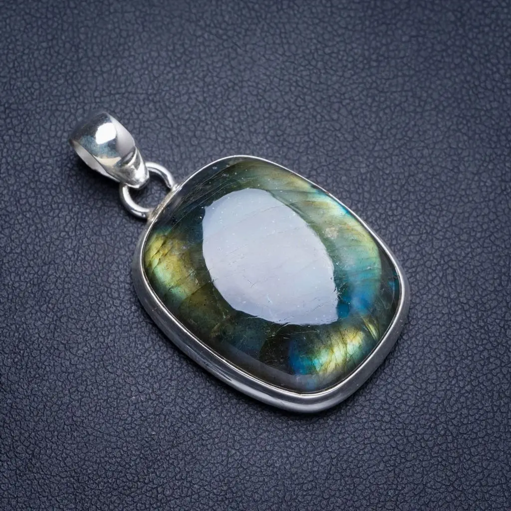

Natural Blue Fire Labradorite Handmade Unique 925 Sterling Silver Pendant 1.75" Y5187