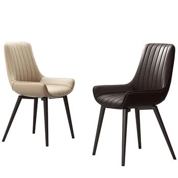 

Modern Simple Dining Chair Nordic Family Sofa Room Backrest Stool Hotel Light Luxury Leather Small Guest Cha