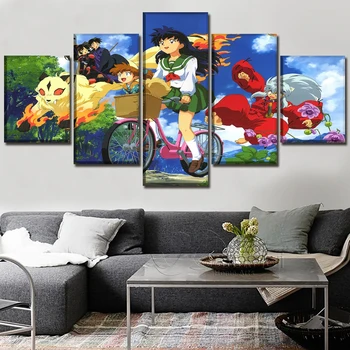 

Full Round Drill Cross Stitch Home Decor Diamond 5 Pcs Picture Animation Embroidery Painting Inuyasha Gift Handmade Wall Sticker
