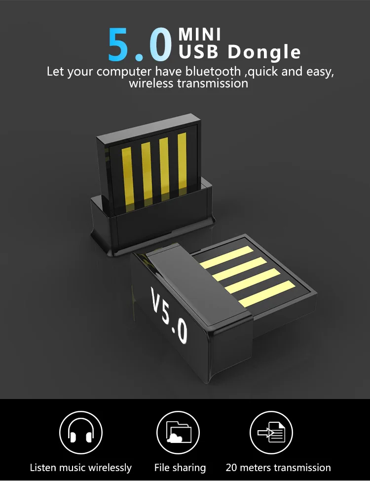 Bluetooth 5 0 аудиопередатчик ресивер адаптер AUX 3 мм USB разъемы для Windows 8/10 ПК ноутбука