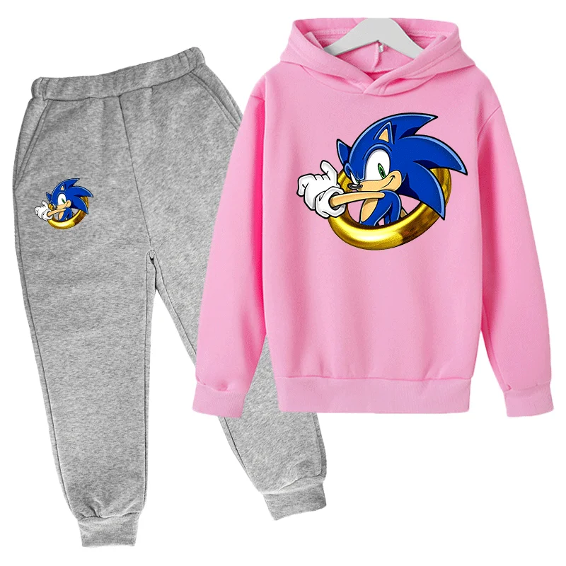 children's clothing sets high quality Kids 3-14T Japan Anime Hedgehog Cartoon Hoodies Set  2 Pieces Tracksuit Sweatshirt and Sweatpants Boys Girls Sportswear Clothes baby clothes set for girl