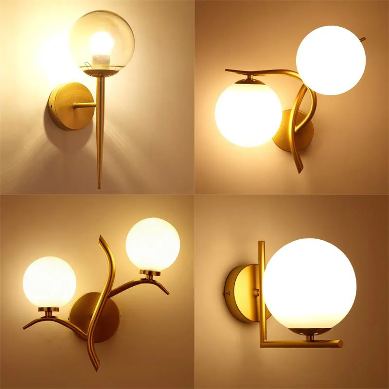 

Post-modern Simple Wall Lamp Bedroom LED Light Golden Europe And America Living Room Hotel Corridor Lights Manufacturers Direct