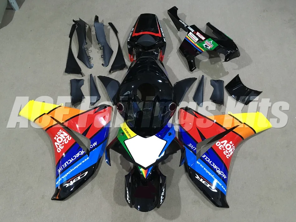 Топ(инжекционного метода литья) ABS Полный обтекатели комплект Подходит для Honda CBR1000RR 08 09 10 11 2008 2009 2010 2011 CBR1000 1000RR Радуга