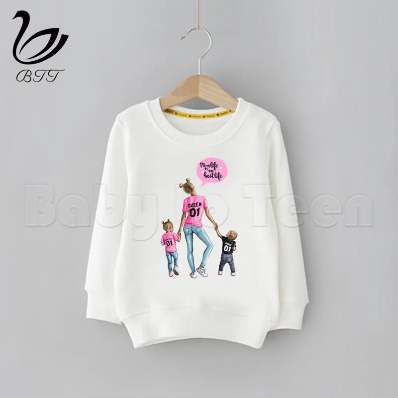 F Kids Mother's Day Gift Super Mom Sweatshirt Girl MOM Hoodies BoyGirls Casual Hooded Clothes Unisex Print Sweatshirt Boys Girls - Цвет: F