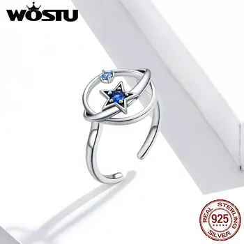 

WOSTU 925 Sterling Silver Mysterious Plane Rings For Women Wedding Jewelry Adjustable Antique Finger Ring Anillos