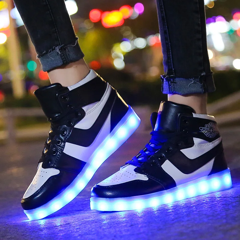 Najtaniej Duży rozmiar dzieci buty w stylu casual z światła USB Charge świecenia trampki dla dzieci chłopców świecące Led buty dziewczyny podświetlane buty