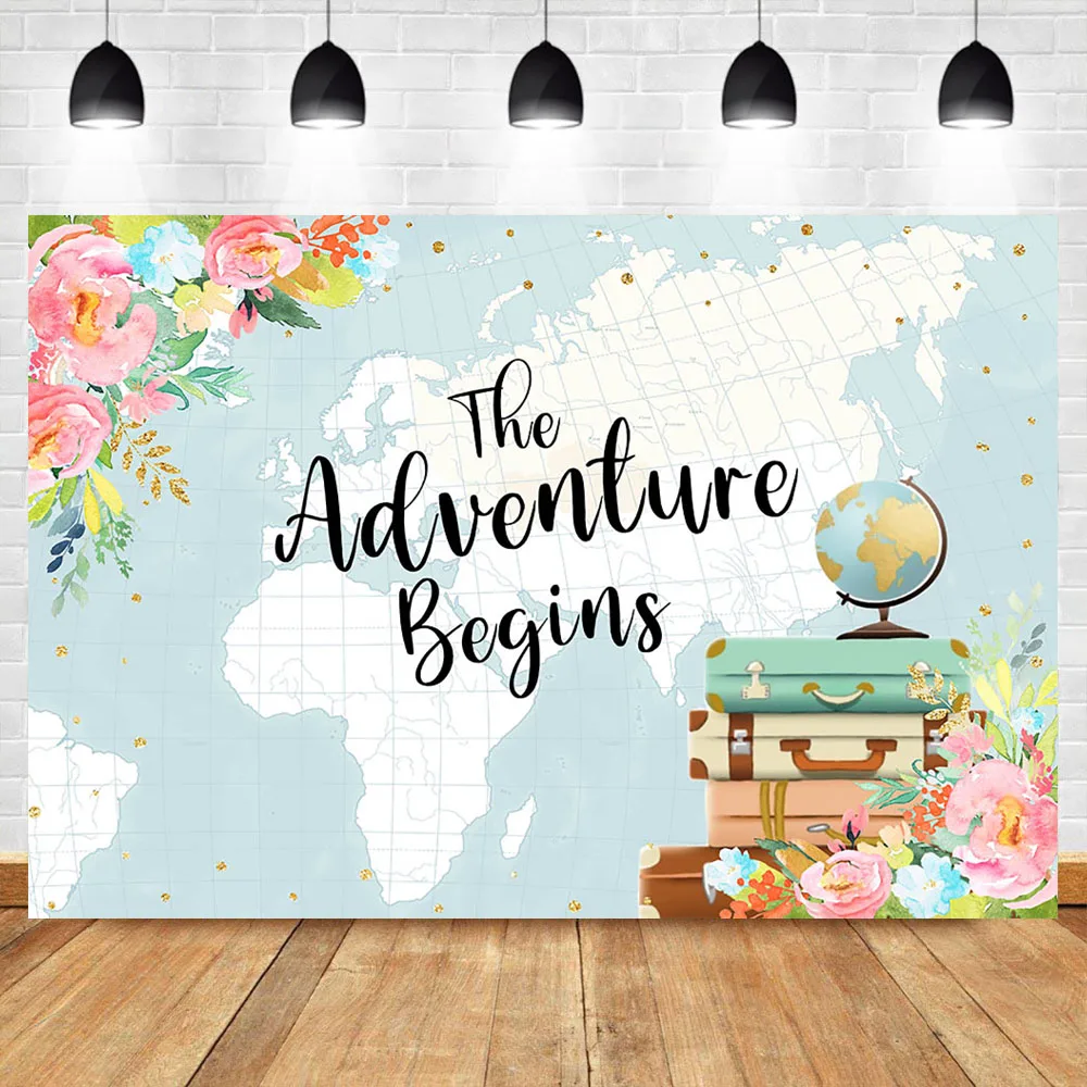 Mocsicka Adventure Backdrop World Mapfor Baby Shower Photography Background Children Kids Birthday Flowers Photo Backdrops | Электроника