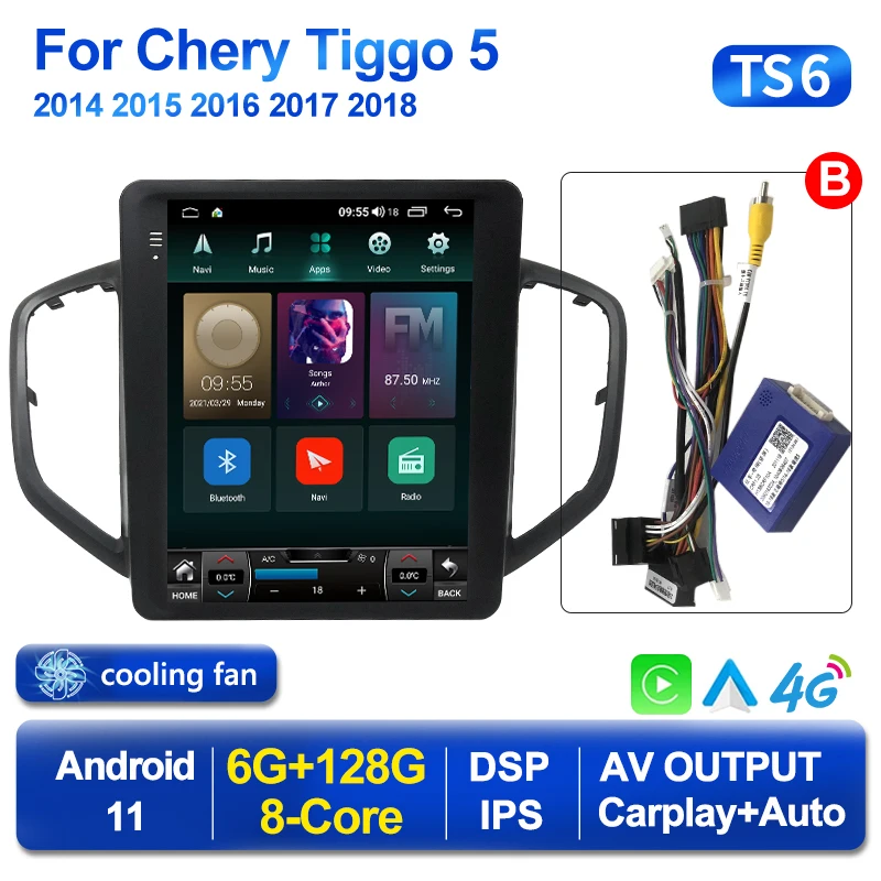 8Core Android 11 Car Radio RDS For Chery Tiggo 5 2014 2015 2016 2017 2018 Stereo Auto Multimedia GPS Video Output Tesla Screen | Автомобили