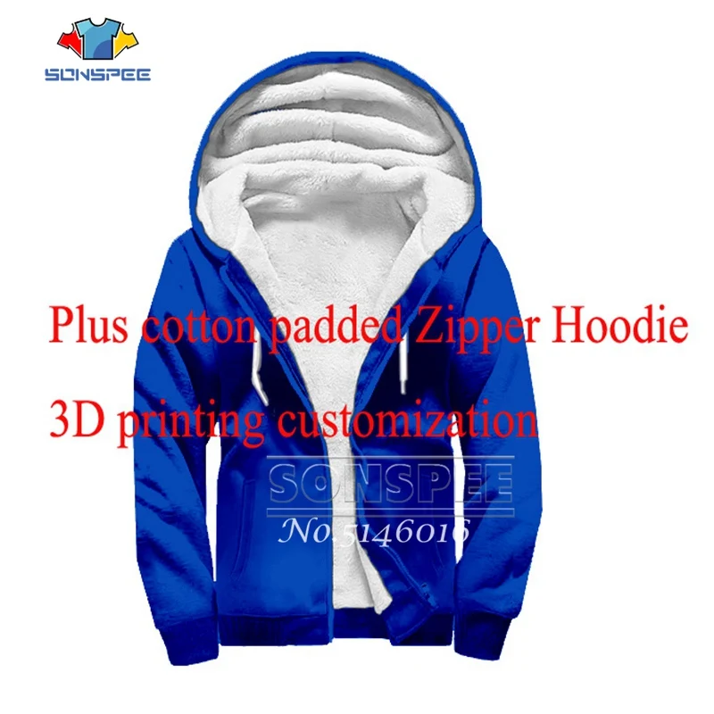 Zipper Hoodie SONSPEE толстовка с капюшоном на молнии с 3D принтом, на заказ, с хлопковой подкладкой, зимняя, унисекс, модная, на молнии, с капюшоном, одежда для мужчин, пальто, Прямая поставка - Цвет: Zipper Hoodie