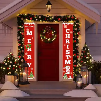 

QIFU Porch Sign Merry Christmas Decorations For Home Outdoor Christmas Decoration Door Christmas Banner Wall Hangings Xmas Decor