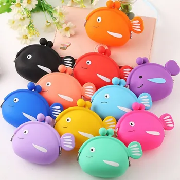 

1 Pcs Kawaii Girls Mini Silicone Coin Purse Fish Small Change Document Bag Women Key Wallet Coin Bag for Children Kids Gifts